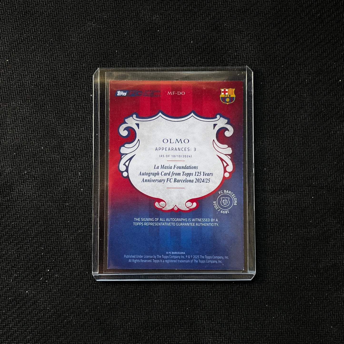 Carta Dani OlmoTOPPS 125th Aniversary FCBarcelona